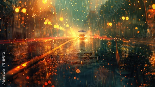 gloomy rainy road