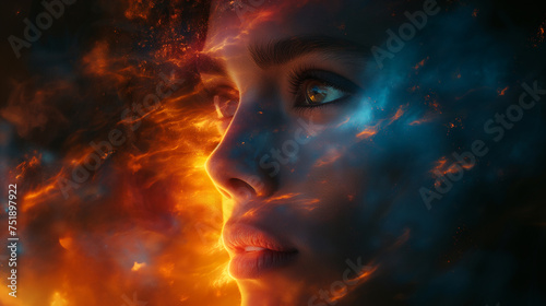 Fantasy movie poster, emotionally charged portrait, depths of emotion and vibrant colors, capturing the soul's journey.