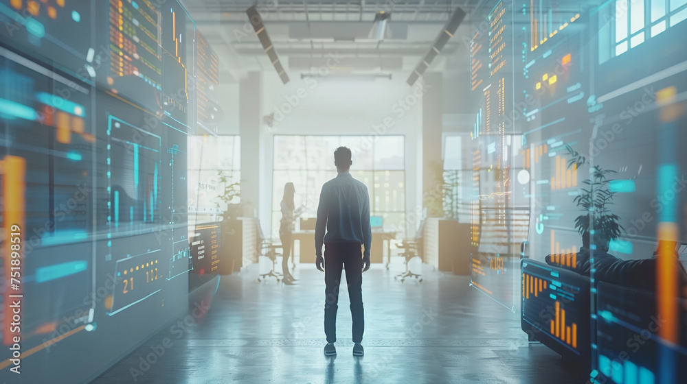 Fototapeta premium Neural networks and machine learning concept, Statistics of business concept. Finance chart. Financial planning. Data analysis. ,Futuristic ai, 