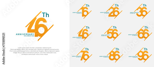 anniversary logotype vector set with yellow color can be use for celebration purpose