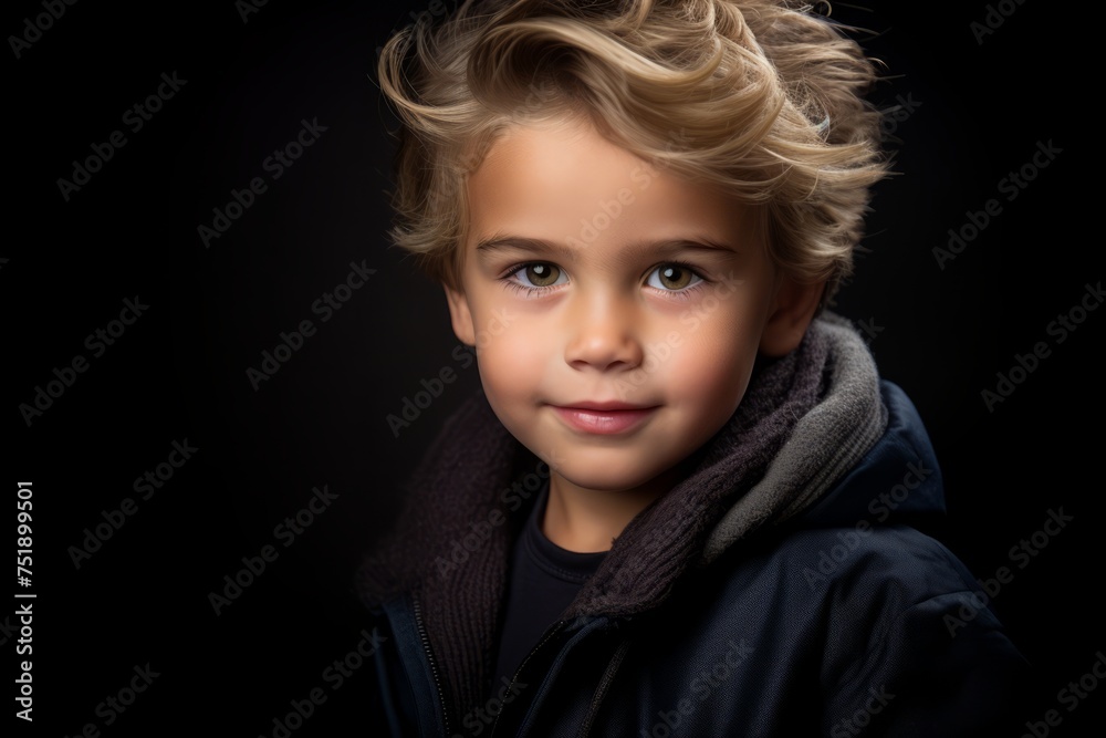Portrait of a cute little boy with blond hair. Studio shot. Portrait of a cute little boy with blond hair. Studio shot.