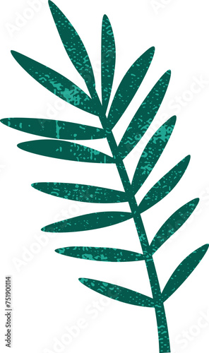 Tropical Leaf Branch Grunge Texture