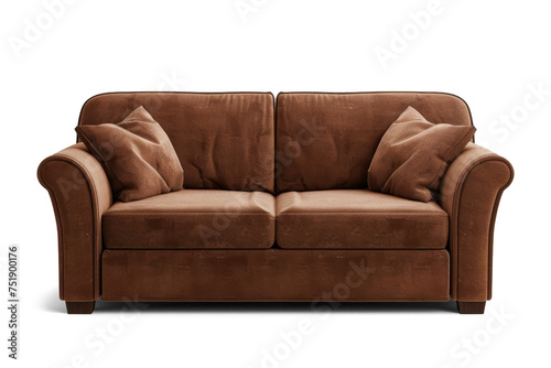 Cozy Brown Sofa on Transparent Background photo