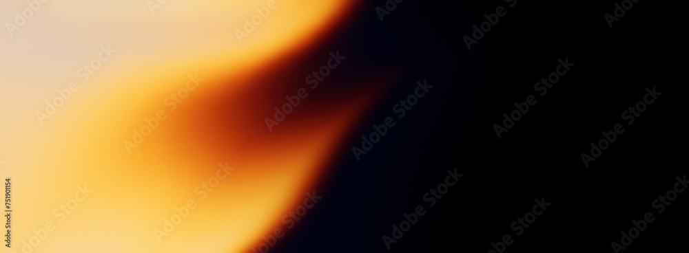 Fire flame background burning on black dark backdrop, abstract glowing orange yellow banner poster header cover design copy space