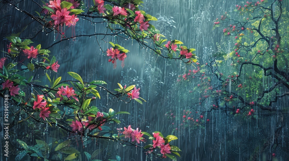 showers april rain - obrazy, fototapety, plakaty 