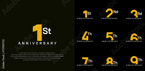 anniversary logotype vector design set yellow color can be use for celebration day