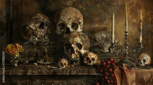 macabre victorian skulls photo
