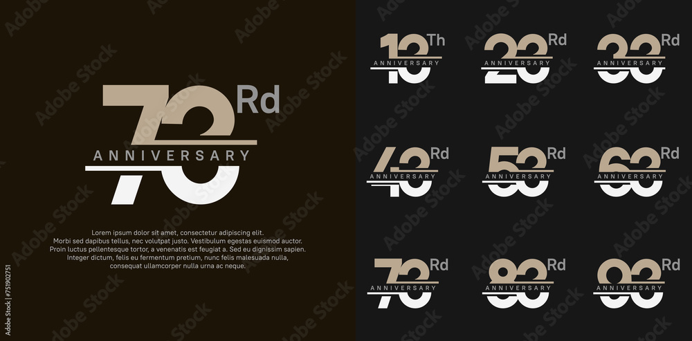 anniversary vector set design with brown and white color for celebration day anniversary vector set design with brown and white color for celebration day