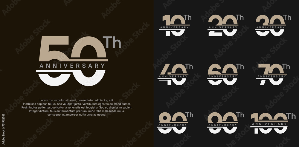 anniversary vector set design with brown and white color for celebration day anniversary vector set design with brown and white color for celebration day
