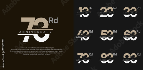 anniversary vector set design with brown and white color for celebration day