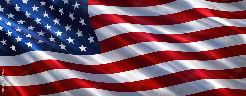 Obraz premium American Flag Wave Close Up for Memorial Day or 4th of July. Banner
