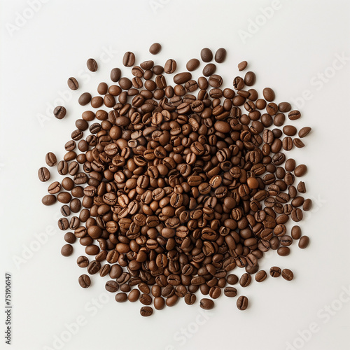 coffee beans on white background.Minimal creative Trendy social mockup or wallpaper cofee advertise concept.Copy space,top view,flat lay.Generative AI