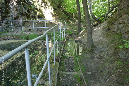 Gleis vom ehemaligen Granitabbau in den Königshainer Bergen