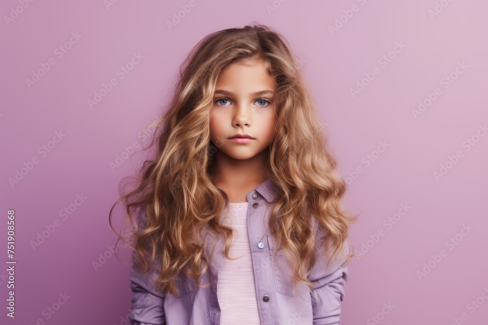 Portrait of a cute little girl with long blond curly hair. Portrait of a cute little girl with long blond curly hair.