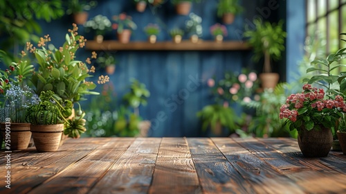 flowers in pots on the porch  Minimalistic Elegance  Serene Empty Space for Commercial Photography Use