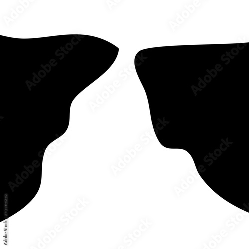 Black Silhouette of steep cliff edge vector 