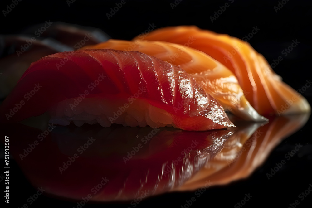 close up of Japanese cuisine sashimi sushi set close up of Japanese cuisine sashimi sushi set