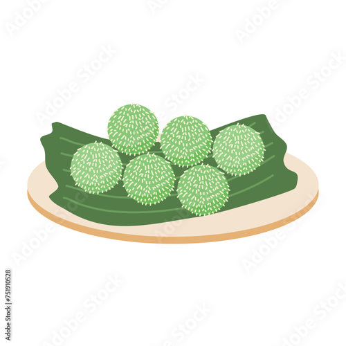 Klepon is Indonesian popular traditional snack illustration