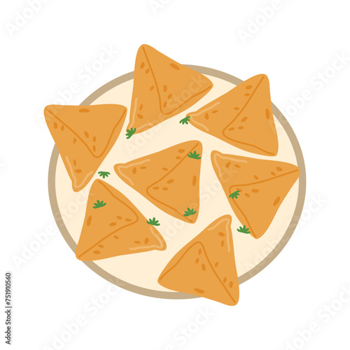 Samosas Indian Snack Food illustration