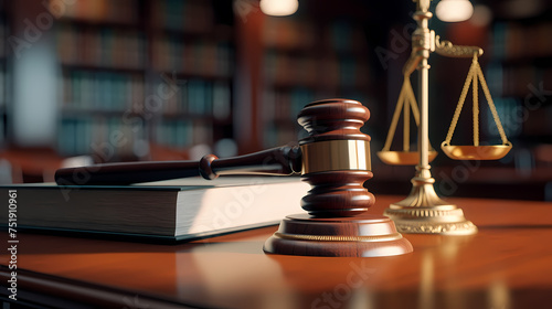 Stunning light background of wooden judge gavel in court