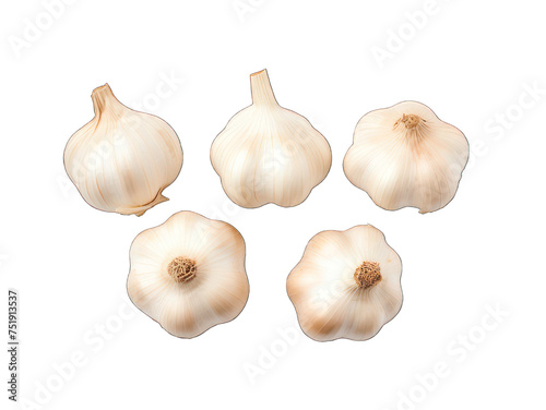 Set of garlic isolated on transparent background, transparency image, removed background