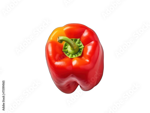 Red bell pepper isolated on transparent background, transparency image, removed background