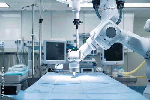 Robotic Arm Performing Precision Task in Modern Medical Facility Operating Room