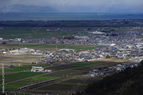 湖西線強風のため琵琶湖線を迂回運転する特急サンダーバード （東海道本線 安土 - 能登川, 2024年2月）