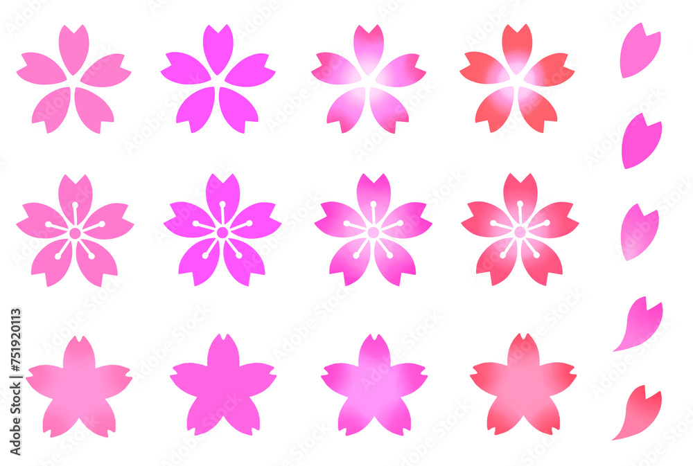 桜の花　素材　アイコン　あしらい　飾り　パーツ　シンプル　花びら　和風　年賀
