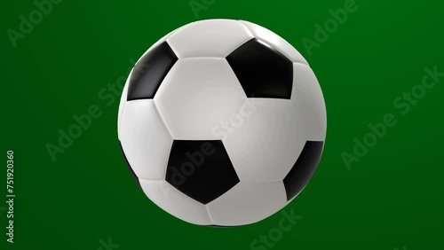 Seamless rotating soccer ball on the green screen background - 3D Render