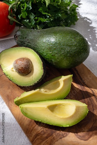 Ripe green organic avocados ready to eat, Fuerteventura, Canary islands, Spain