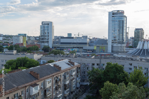 cityscape seen from the terrace of hotel in dnipro city 
