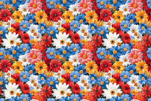 Vivid Flower Explosion, Dense Floral Pattern in Bright Colors