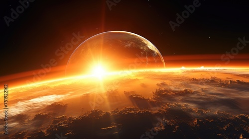 Photo of the Sun rising over the planet.
