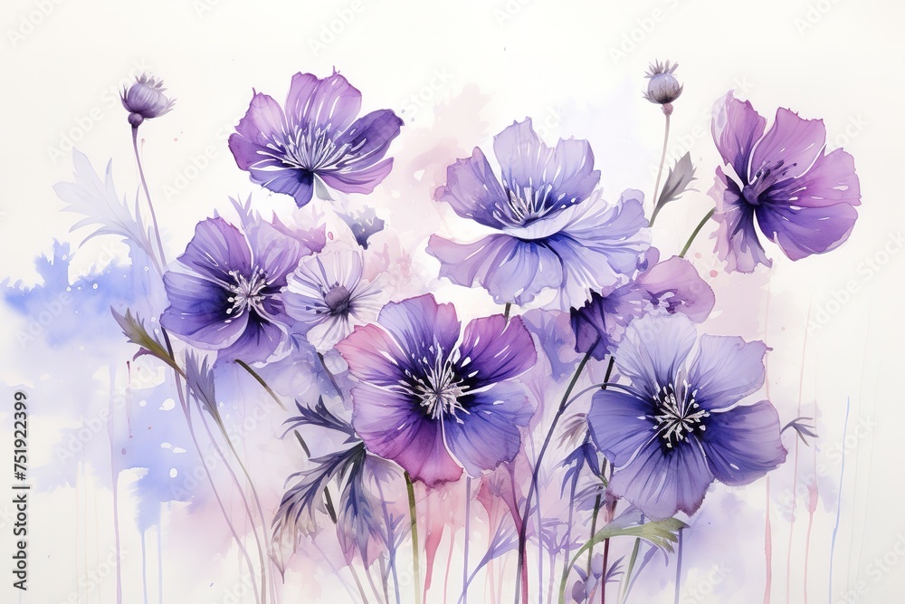 Cranesbill flower oil painting with generative AI