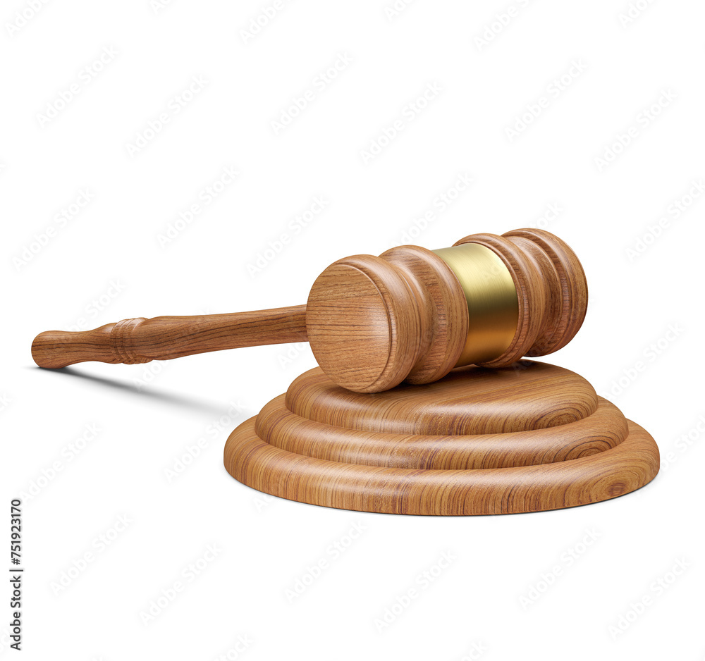 Classic Wooden Judge's Gavel in 3d render with transparent background Classic Wooden Judge's Gavel in 3d render with transparent background