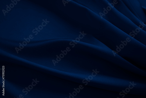 Black dark navy deep blue abstract luxury elegant premium background. Silk satin velvet fabric. Drapery fold curved line stripe wave flowing. Design. 