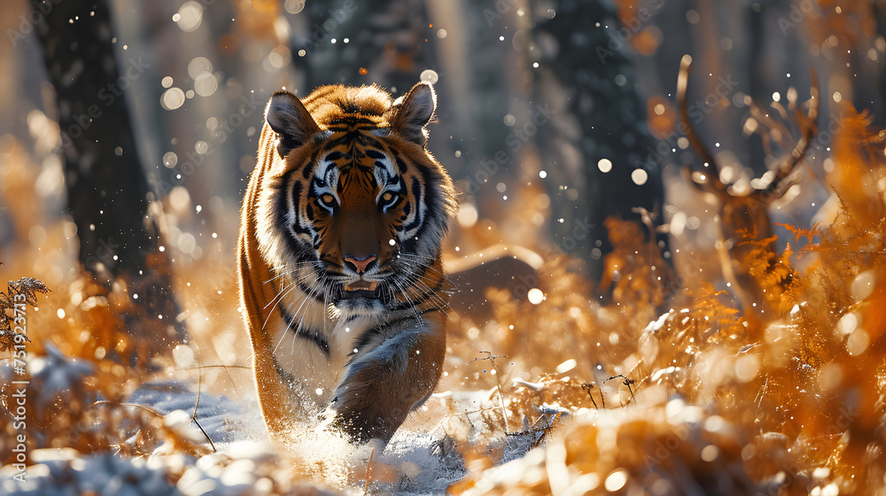 tiger chasing deer