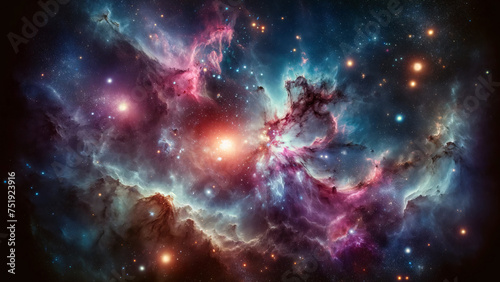 Breathtaking depiction of deep space, showcasing vibrant nebulas, distant stars, and the vast beauty of the cosmos.