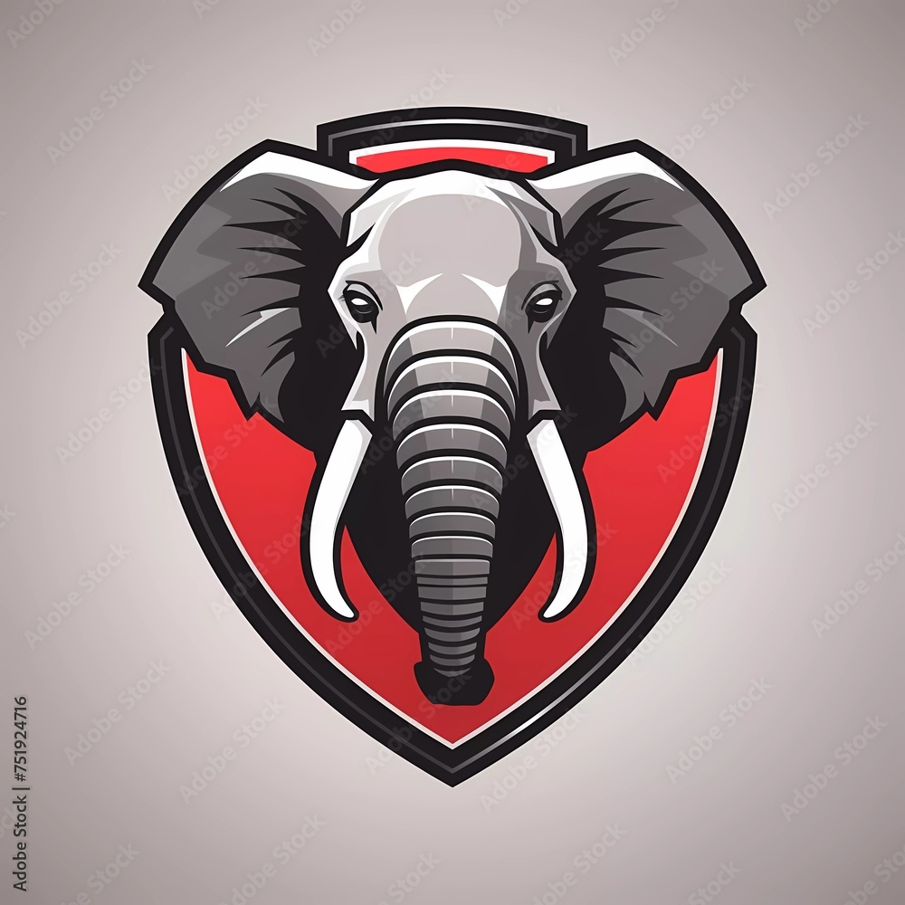 elephant vector logo on shield with minimalist background. generative ...