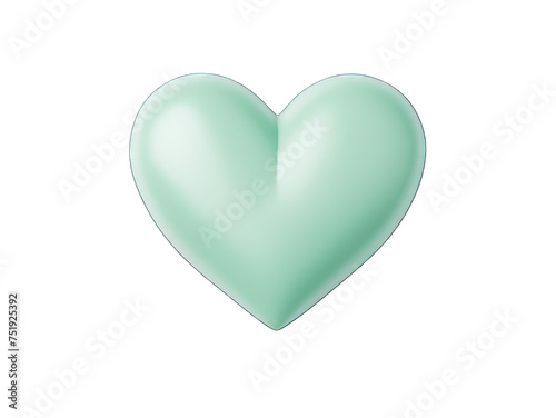 Mint green blue colored heart isolated on transparent background  transparency image  removed background