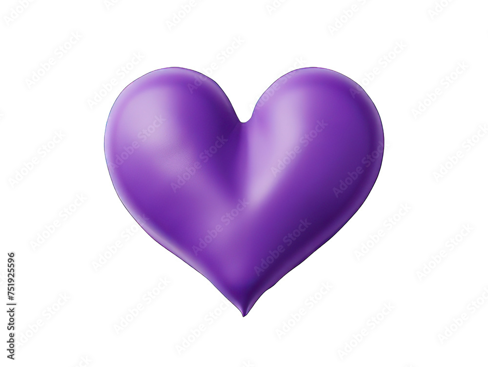 Purple colored heart isolated on transparent background, transparency image, removed background