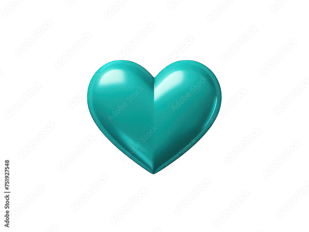 A teal blue heart isolated on transparent background