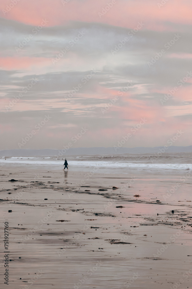 walker on a tranquil beach