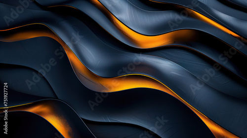 Dark blue and dark gold style wallpaper, sharp perspective angles, hyper-realistic details, innovative design