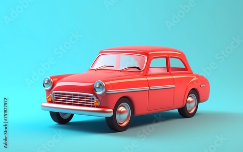 3d illustration of classic car isolated on minimalist background 