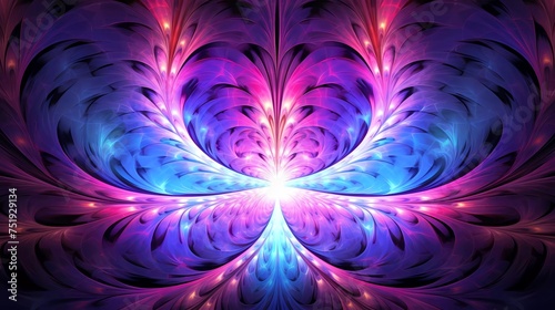 Digital abstract fractal image with optically challenging psychedelic design in blue, pink and purple photo