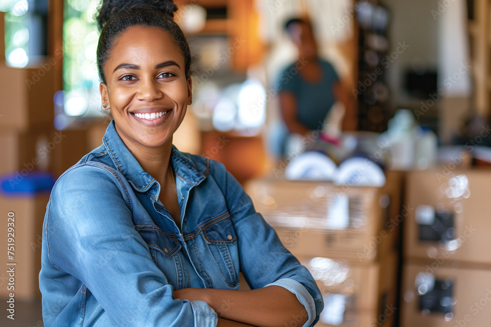 Confident Moving Company Employee with a Welcoming Smile Confident Moving Company Employee with a Welcoming Smile