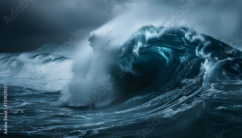 Big crashing waves in a stormy ocean
