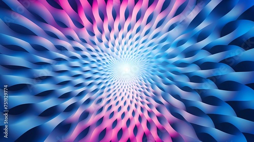  Pointed Pulses in Blue White Pink and Purple, Optical Illusion 